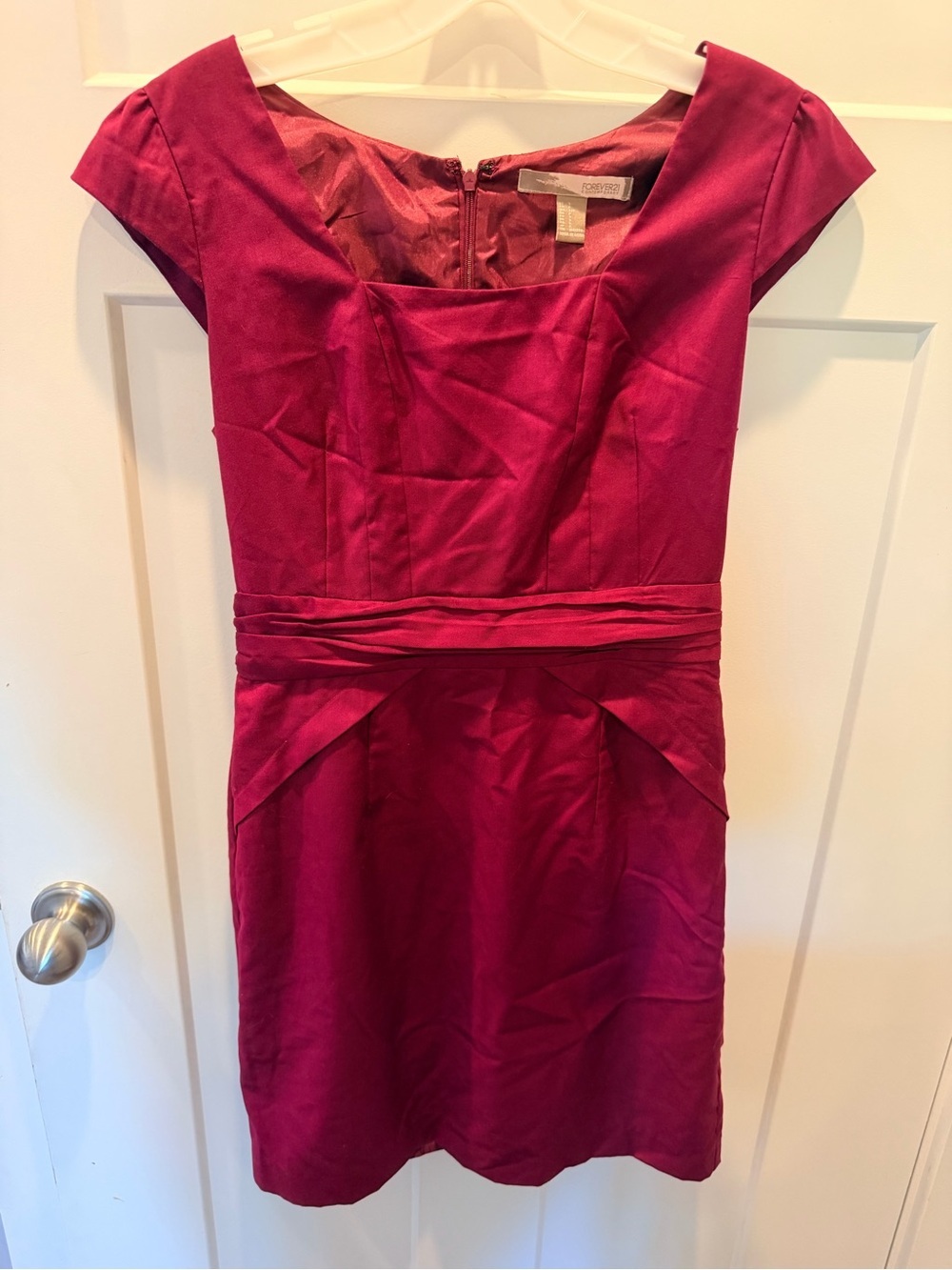 Forever 21 Burgundy Satin Cocktail Dress Fit & Flare Holiday Party Dress Small